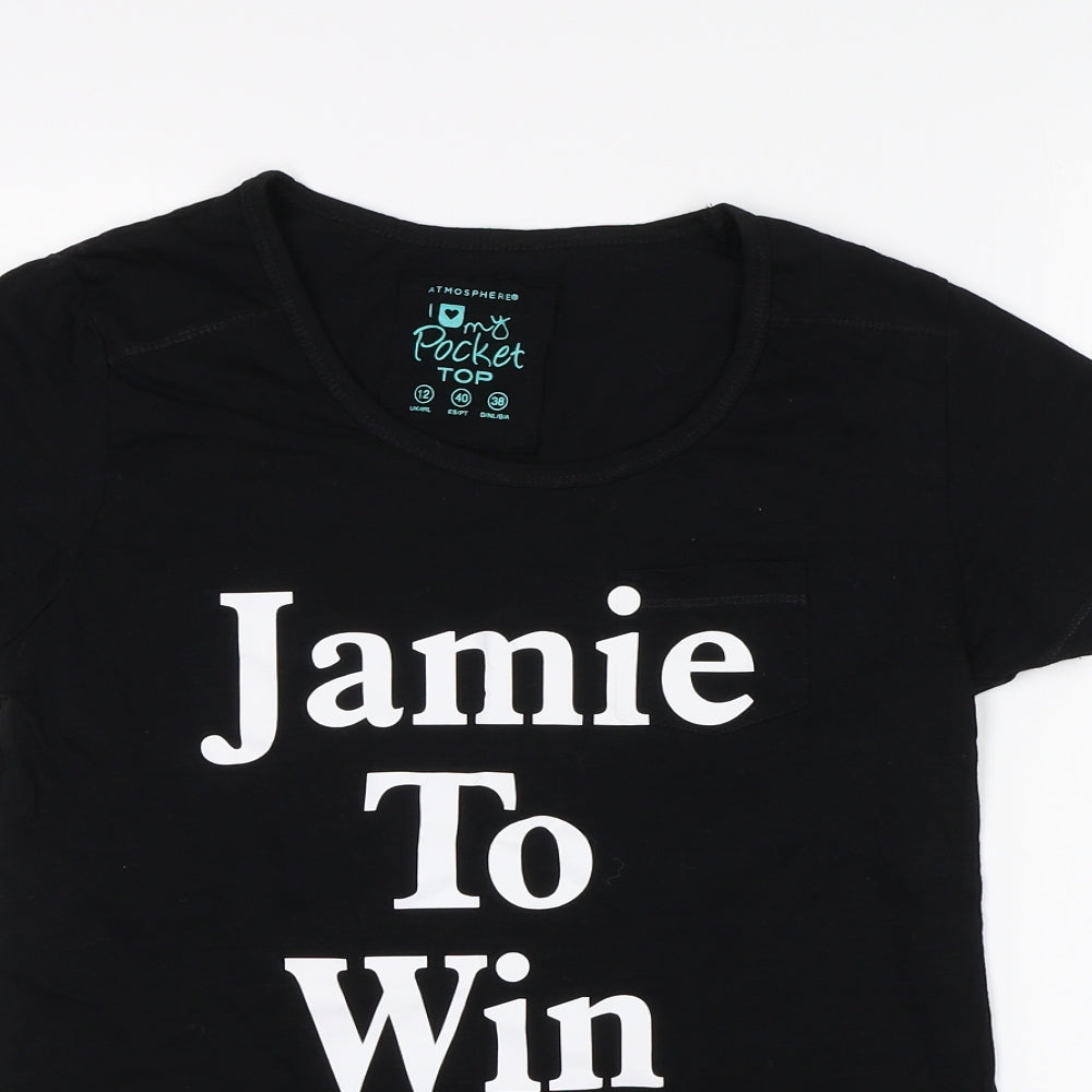 Atmosphere Womens Black   Basic T-Shirt Size 12