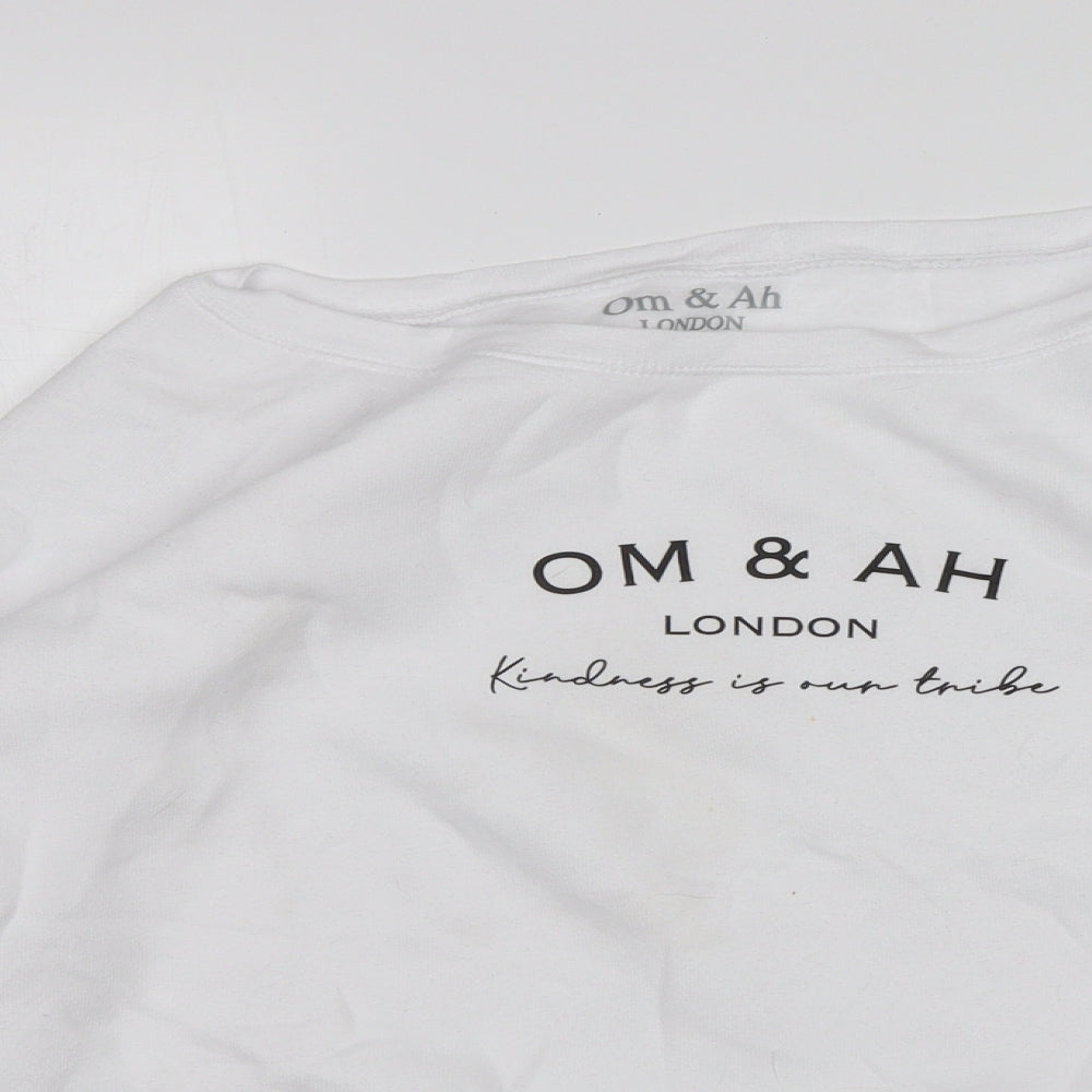 OM & AH Womens White   Pullover Sweatshirt Size M