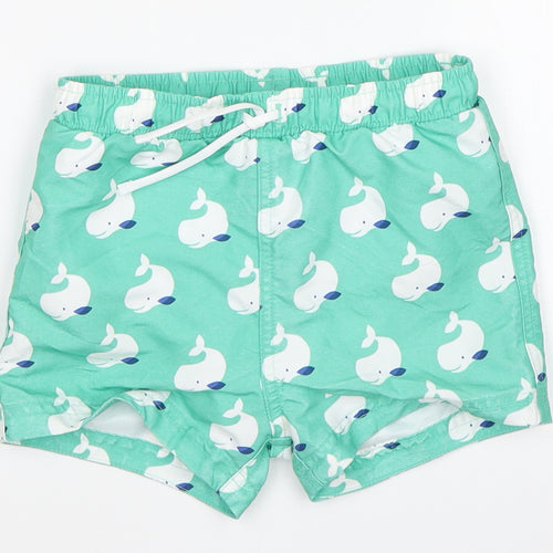 M&S Boys Green Animal Print  Sweat Shorts Size 2-3 Years - swim shorts