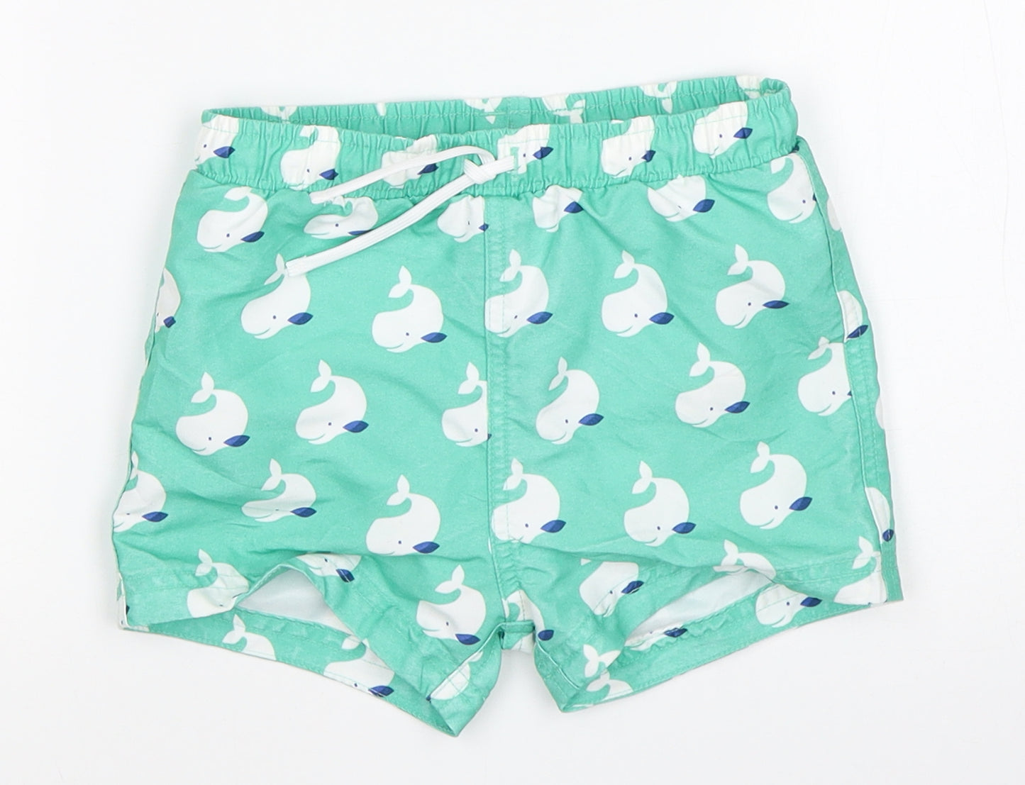 M&S Boys Green Animal Print  Sweat Shorts Size 2-3 Years - swim shorts