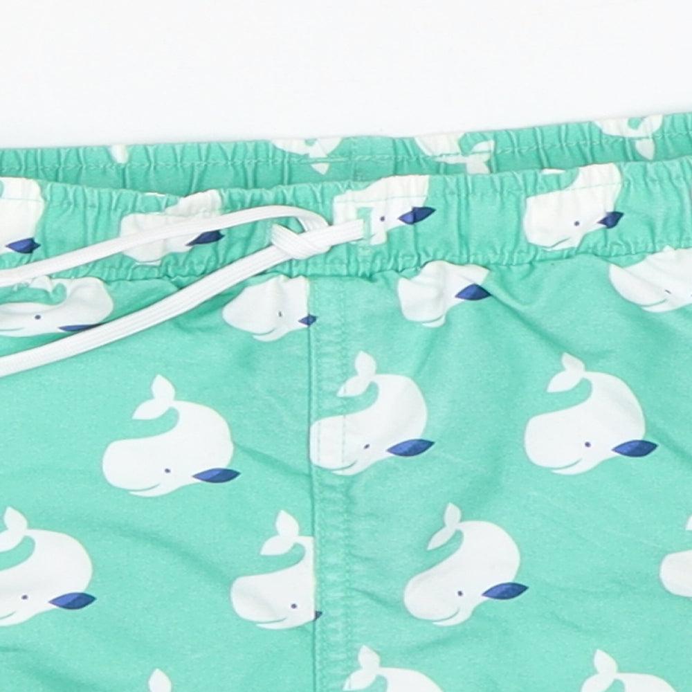 M&S Boys Green Animal Print  Sweat Shorts Size 2-3 Years - swim shorts