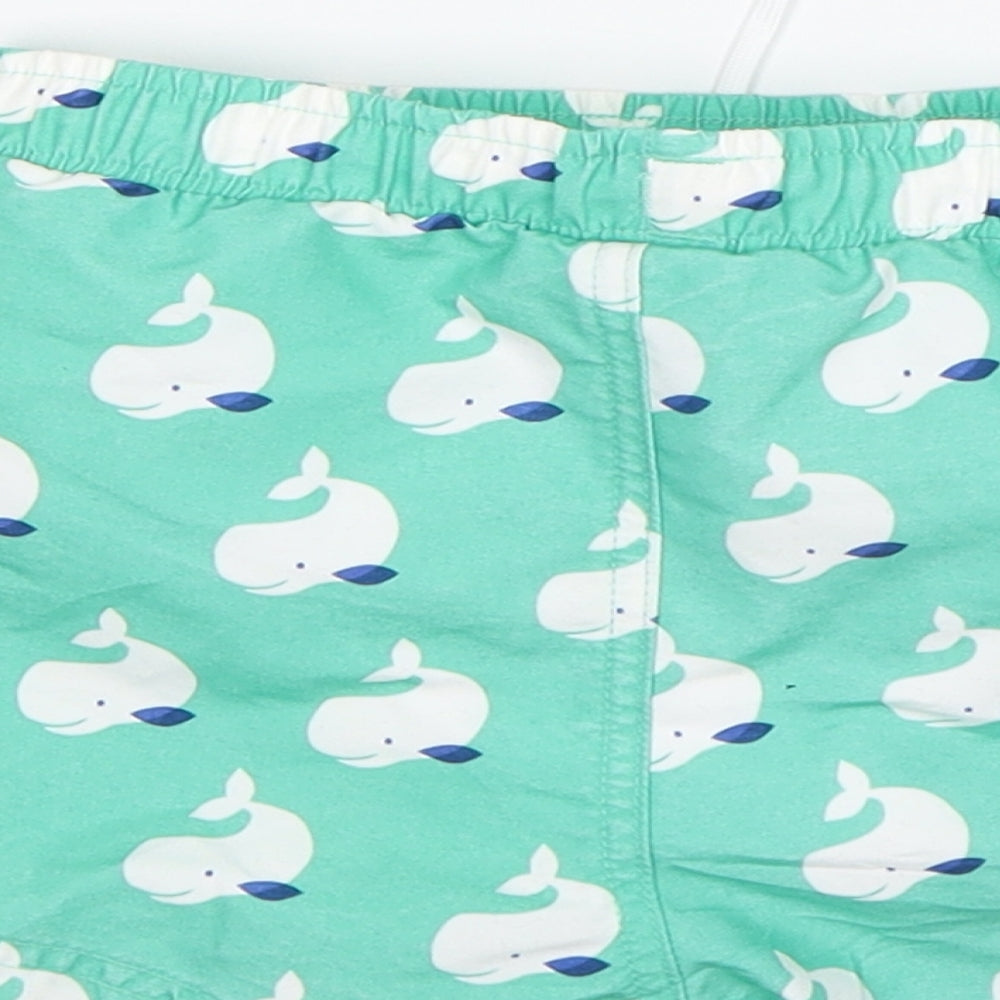 M&S Boys Green Animal Print  Sweat Shorts Size 2-3 Years - swim shorts