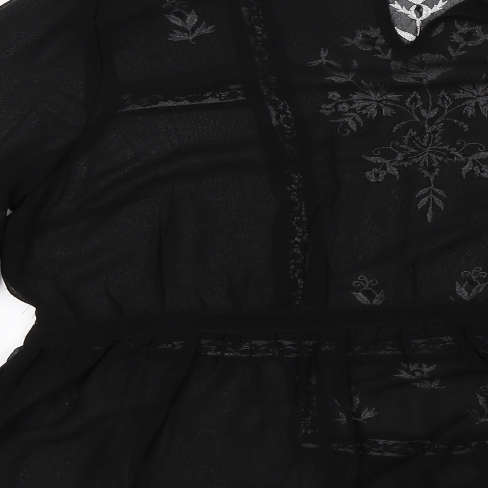 Peacocks Womens Black Floral  Basic Blouse Size 14