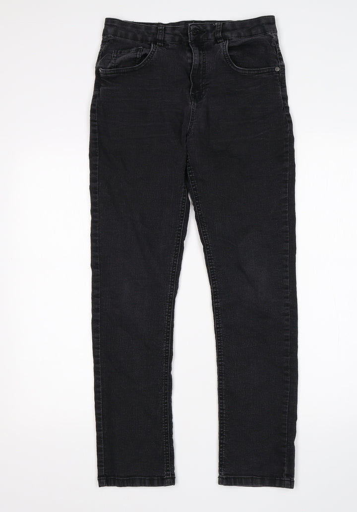 Bluezoo Boys Black Cotton Skinny Jeans Size 14 Years Regular