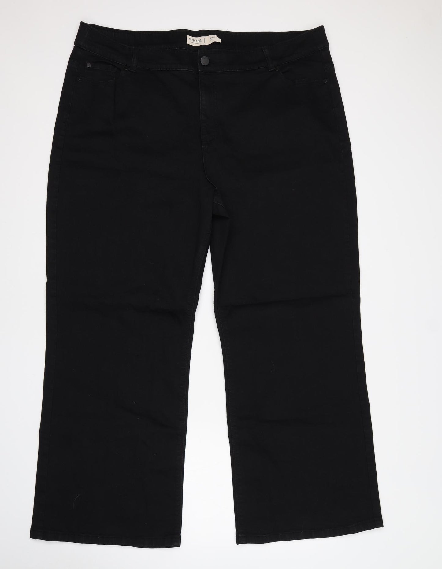 Simply Be Womens Black   Wide-Leg Jeans Size 26 L29 in