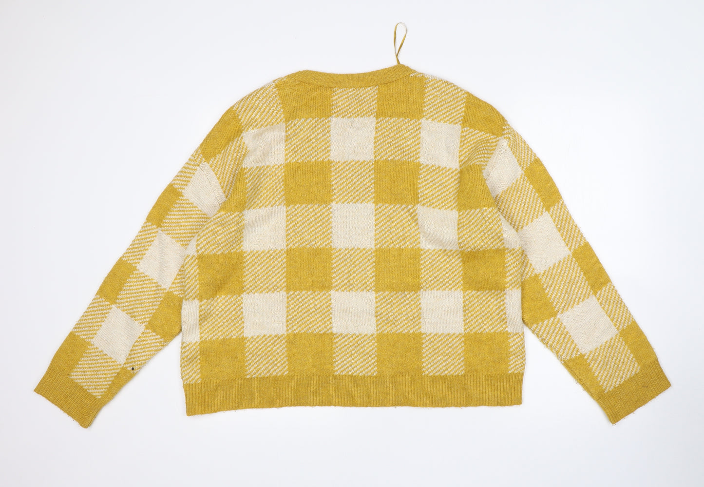 Primark Womens Yellow Check  Pullover Jumper Size L