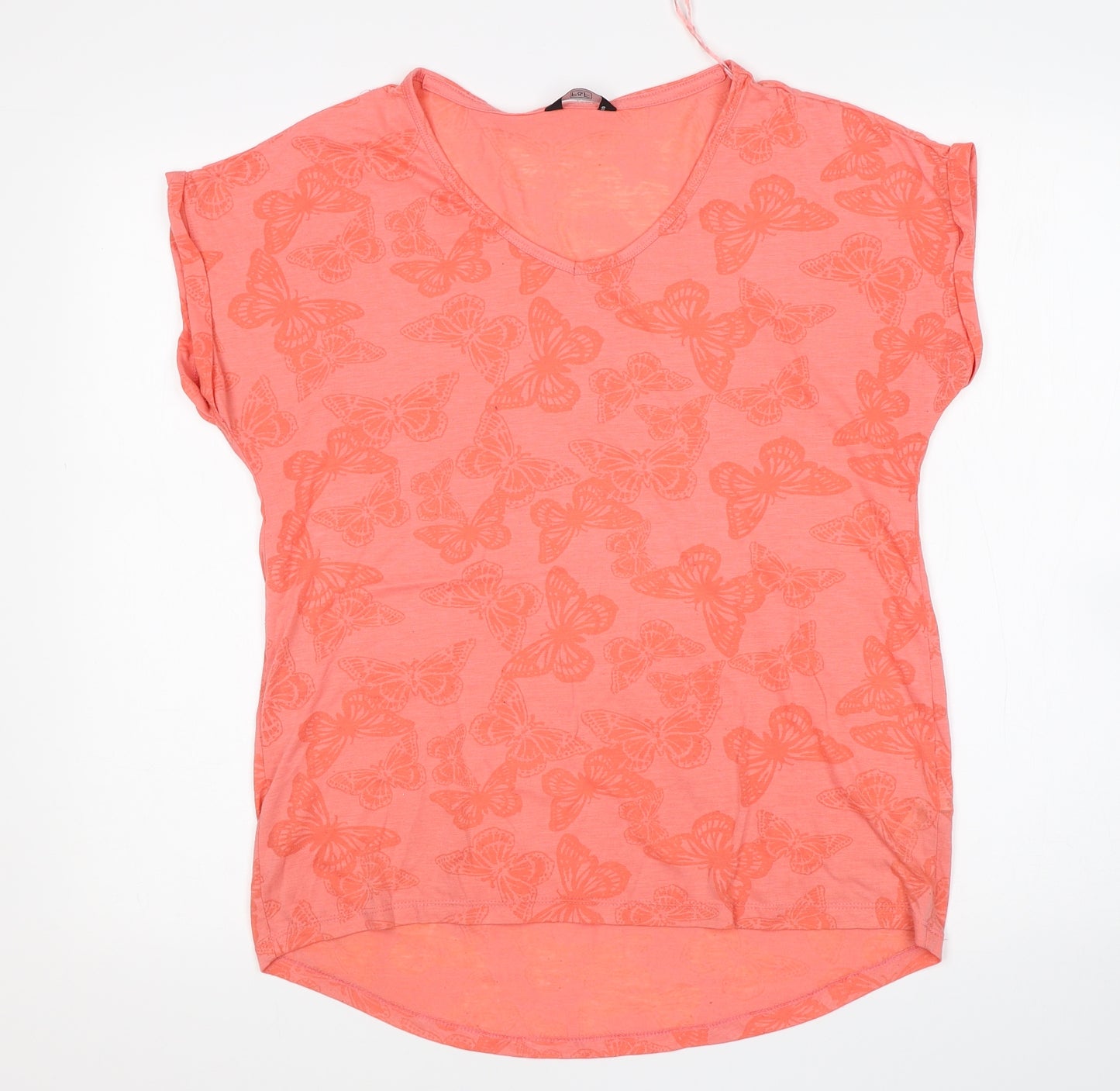 F&F Womens Pink Animal Print  Basic T-Shirt Size 14  - Butterflies