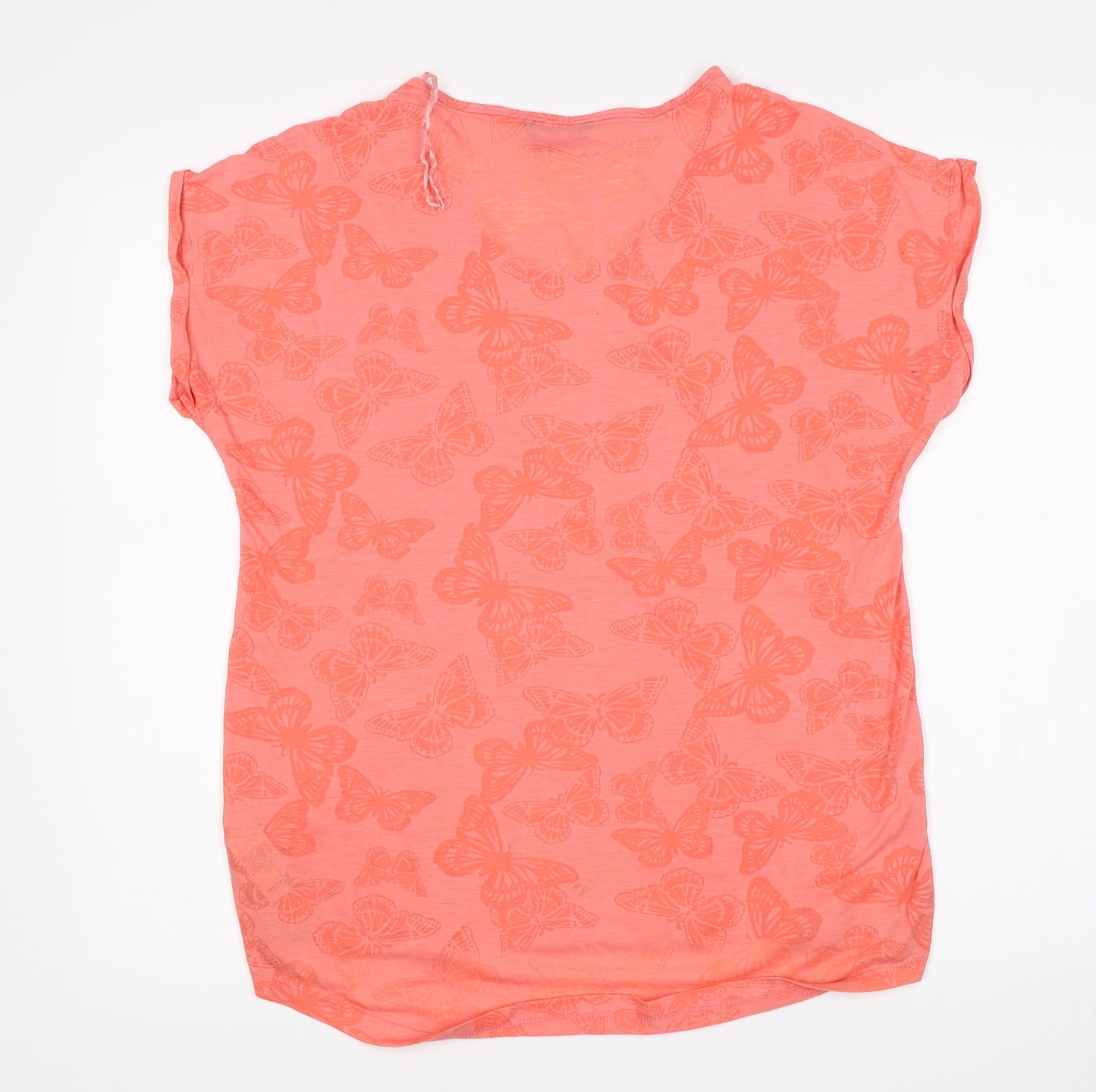 F&F Womens Pink Animal Print  Basic T-Shirt Size 14  - Butterflies