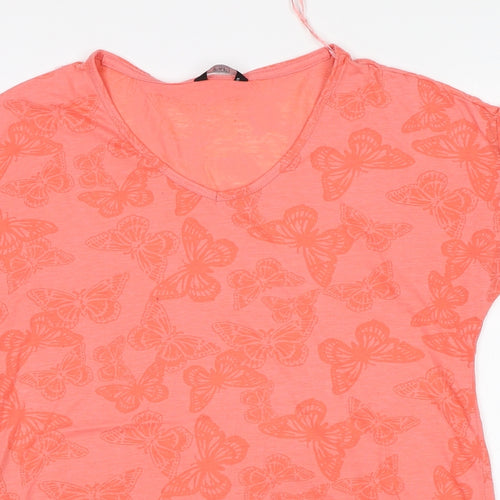 F&F Womens Pink Animal Print  Basic T-Shirt Size 14  - Butterflies