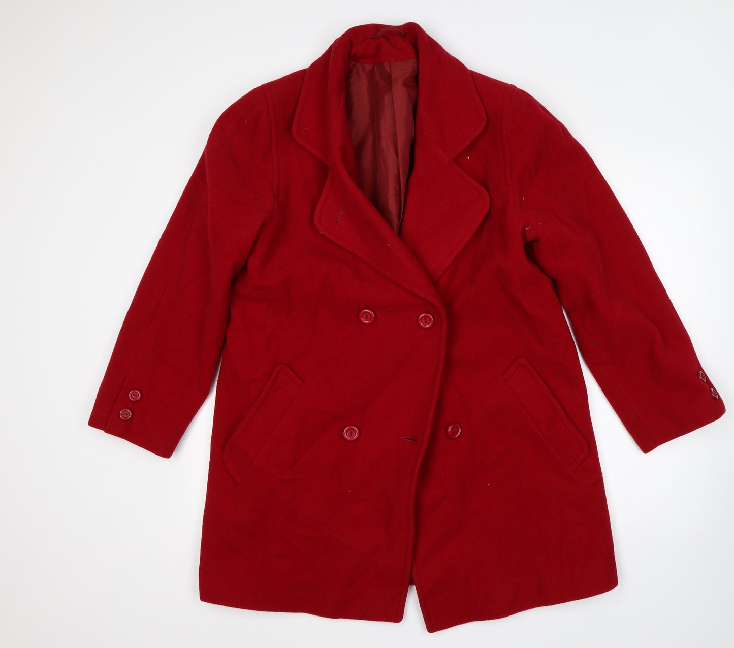 Preworn Womens Red   Overcoat Coat Size 14