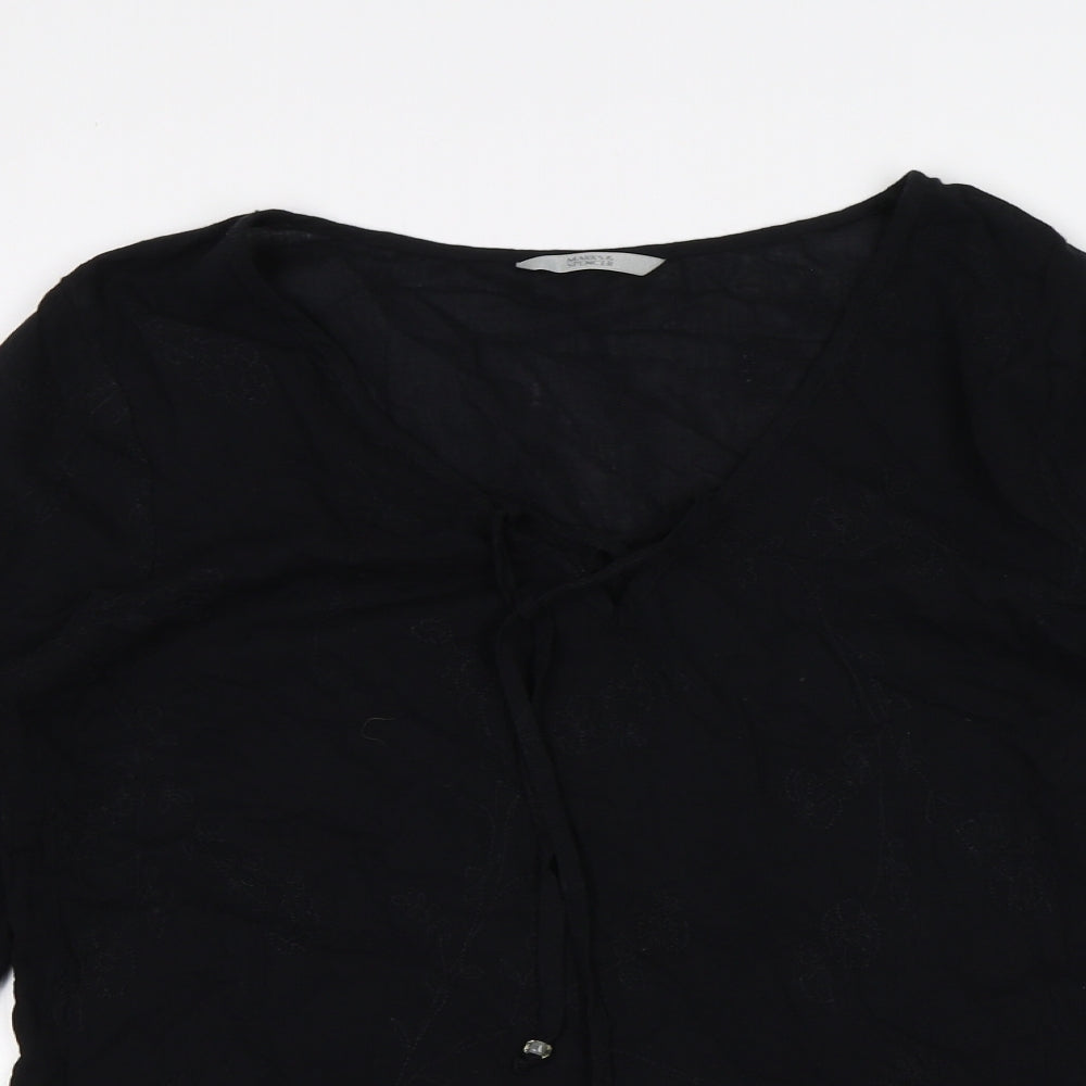 M&S Womens Black Floral  Basic Blouse Size 12