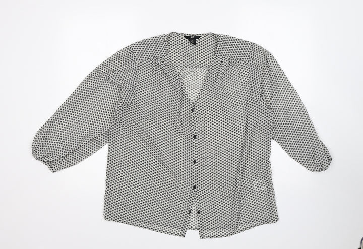 H&M Womens Multicoloured Polka Dot Basic Blouse Size 8
