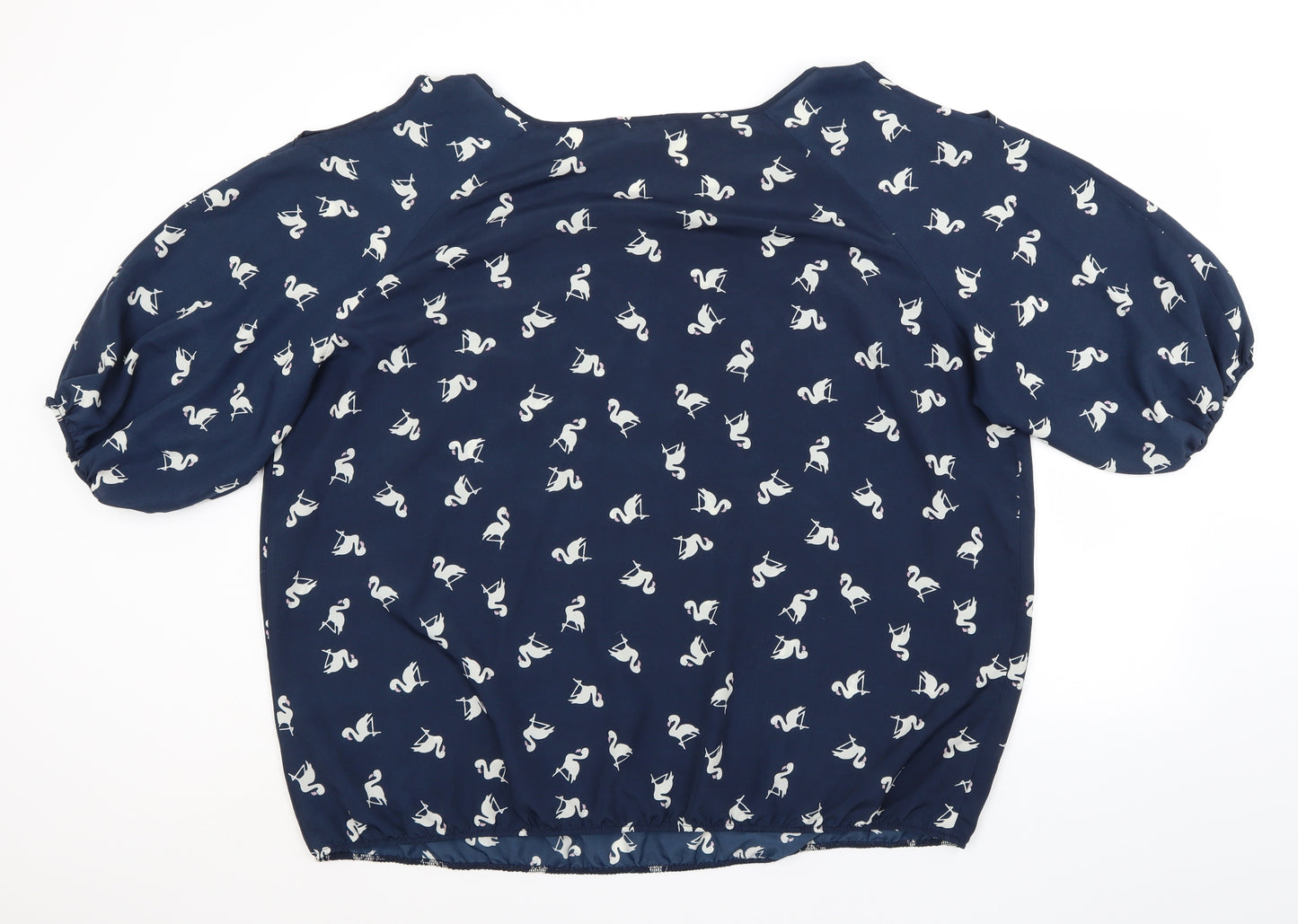 George Womens Blue Animal Print  Basic Blouse Size 24