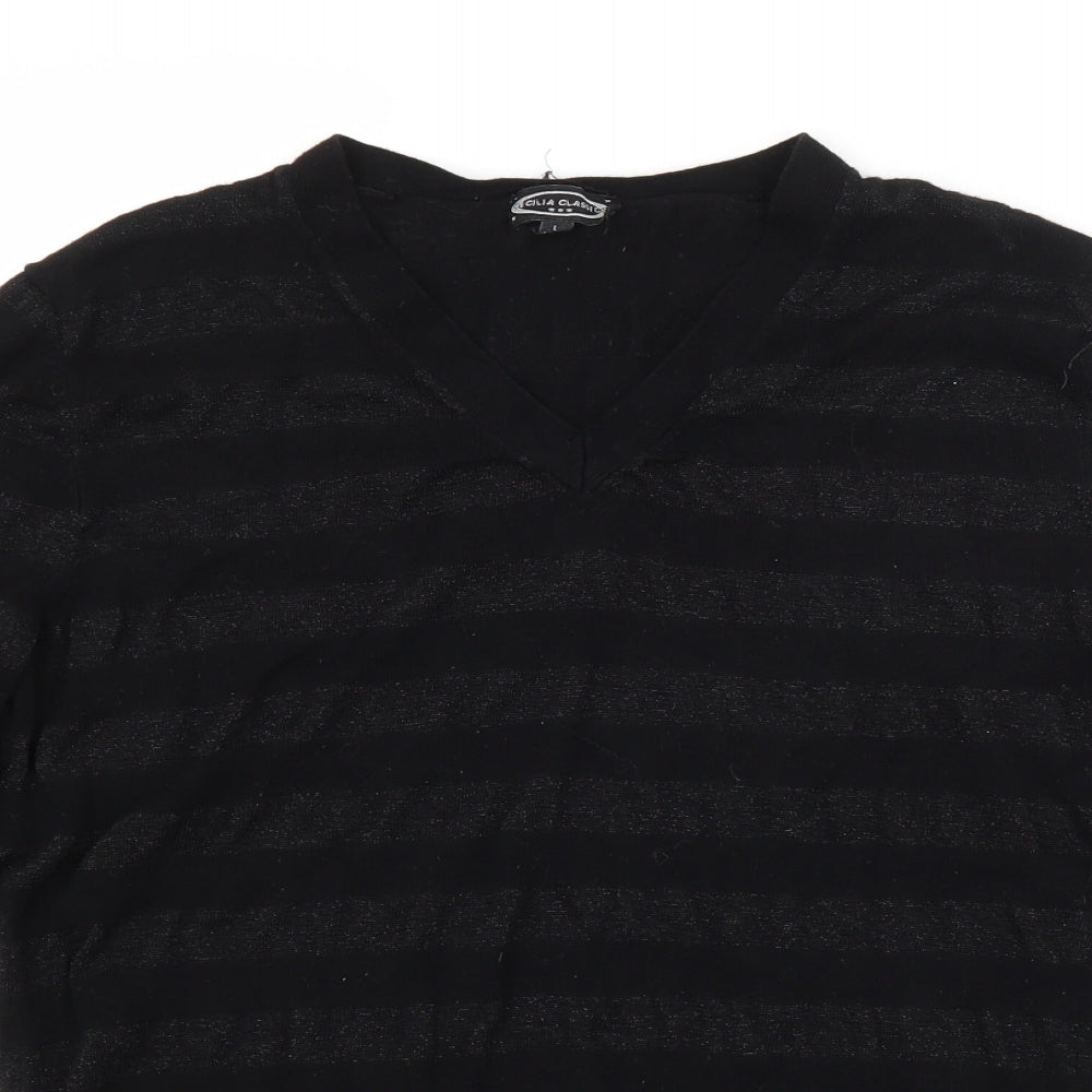 Preworn Mens Black Striped  Pullover Jumper Size L