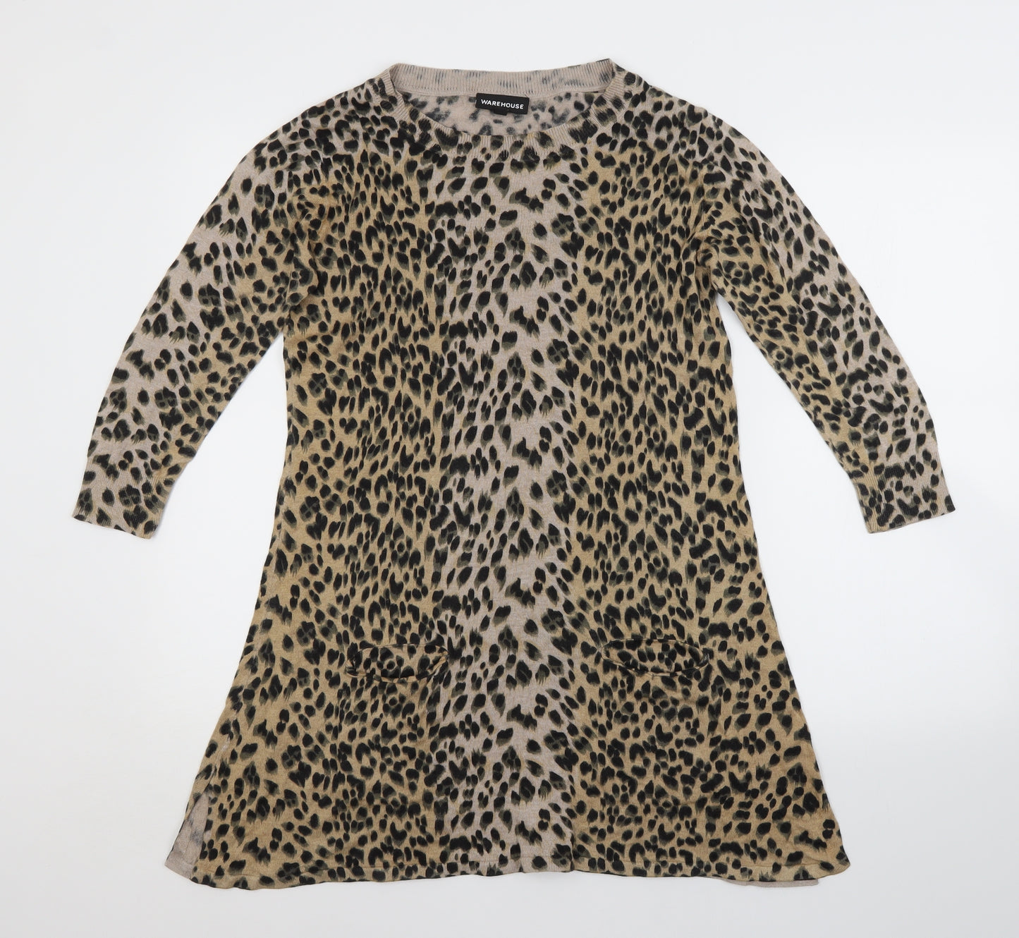 Warehouse Womens Brown Animal Print  Jumper Dress  Size 10