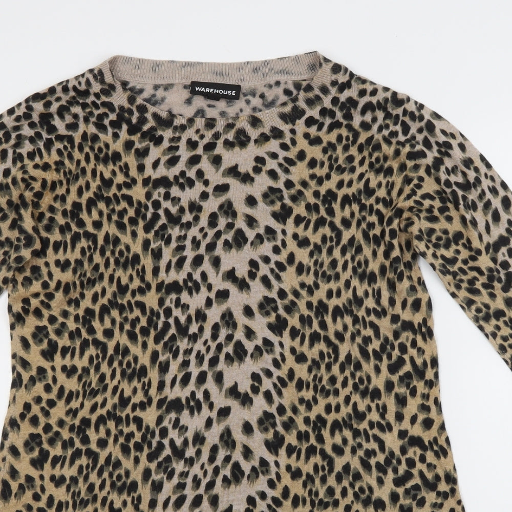 Warehouse Womens Brown Animal Print  Jumper Dress  Size 10