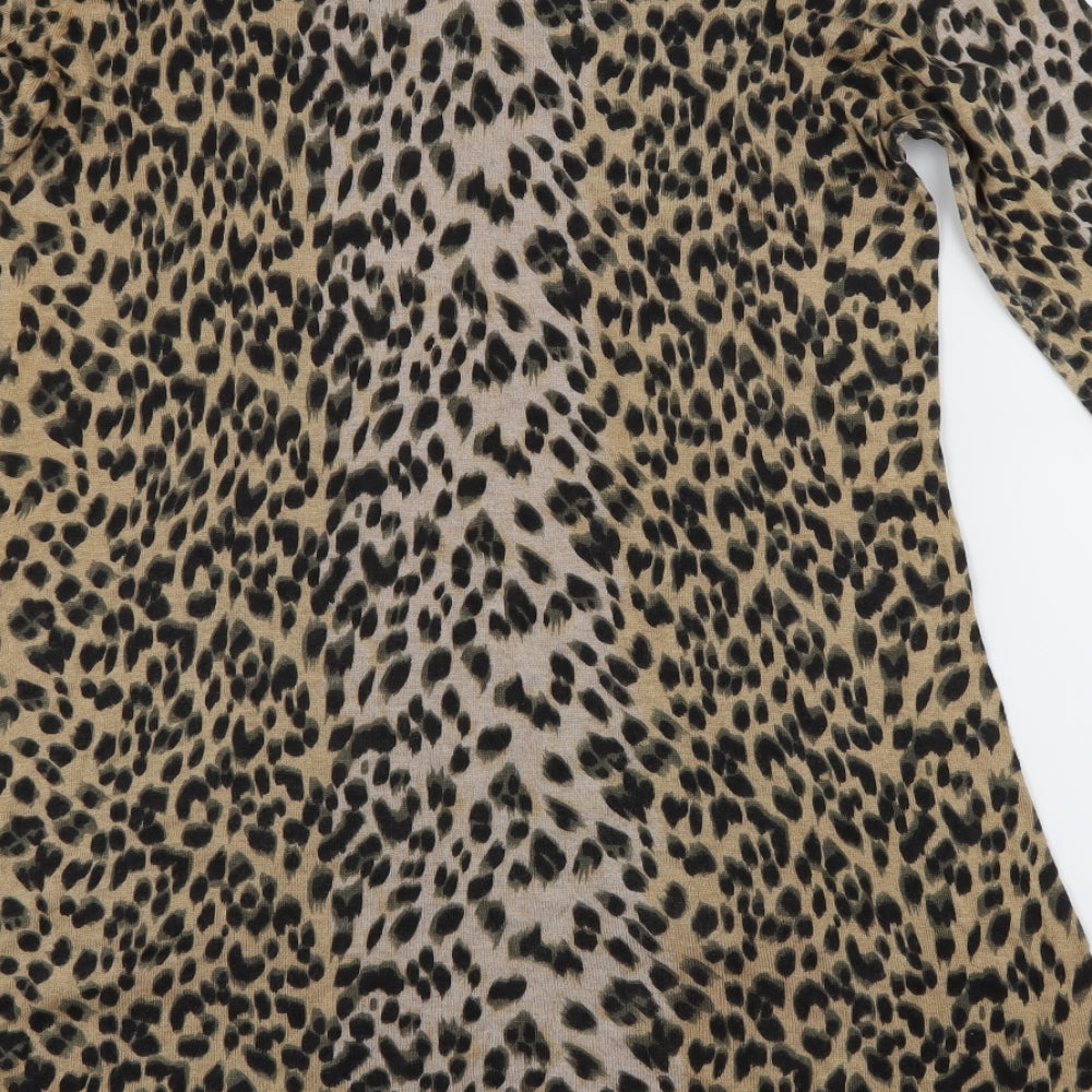 Warehouse Womens Brown Animal Print  Jumper Dress  Size 10