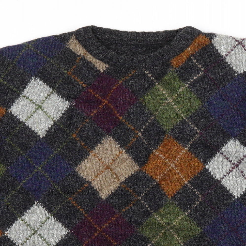 Preworn Mens Grey Argyle/Diamond  Pullover Jumper Size L