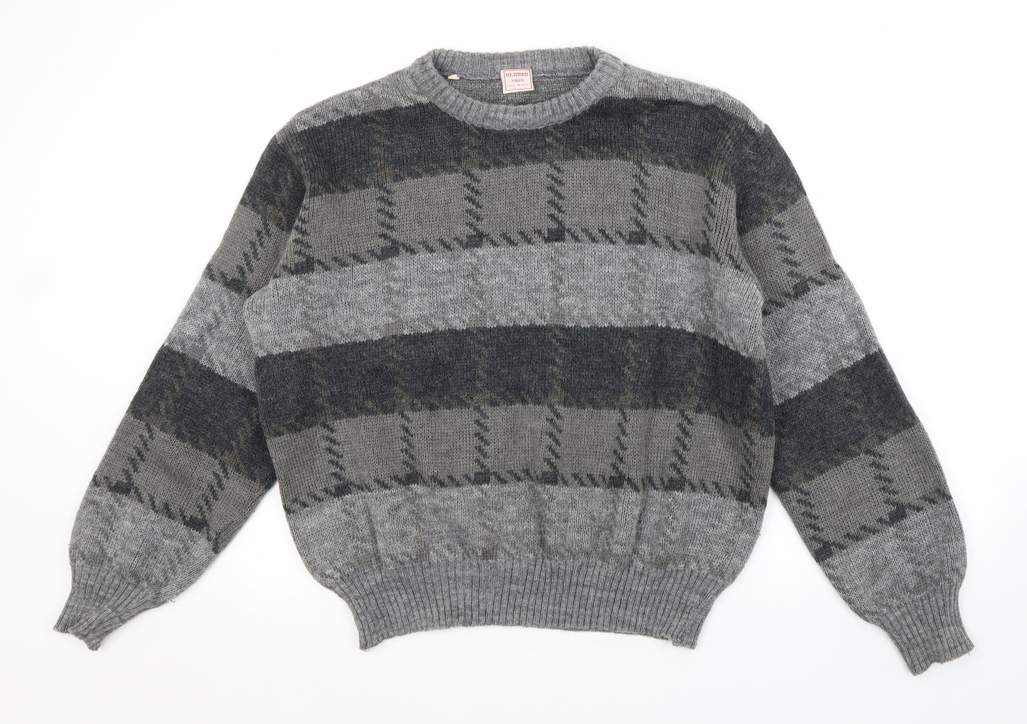 Preworn Mens Grey Striped  Pullover Jumper Size M