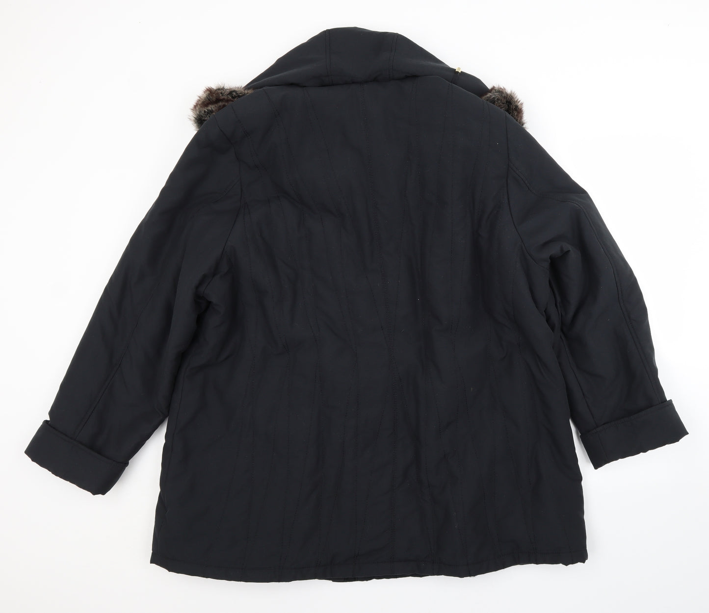 M&S Womens Black   Overcoat Coat Size 22