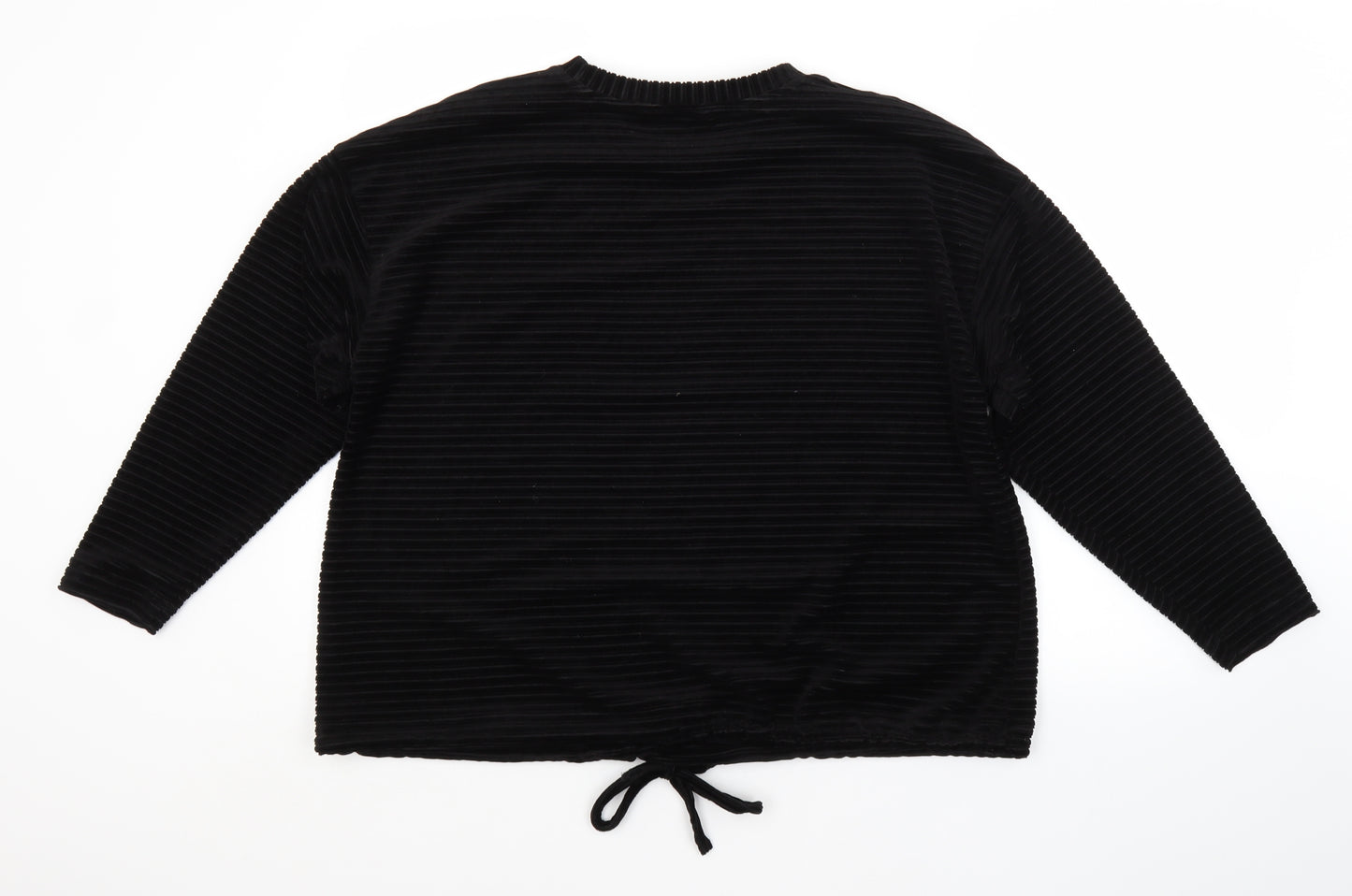 M&S Womens Black Striped  Pullover Jumper Size 14