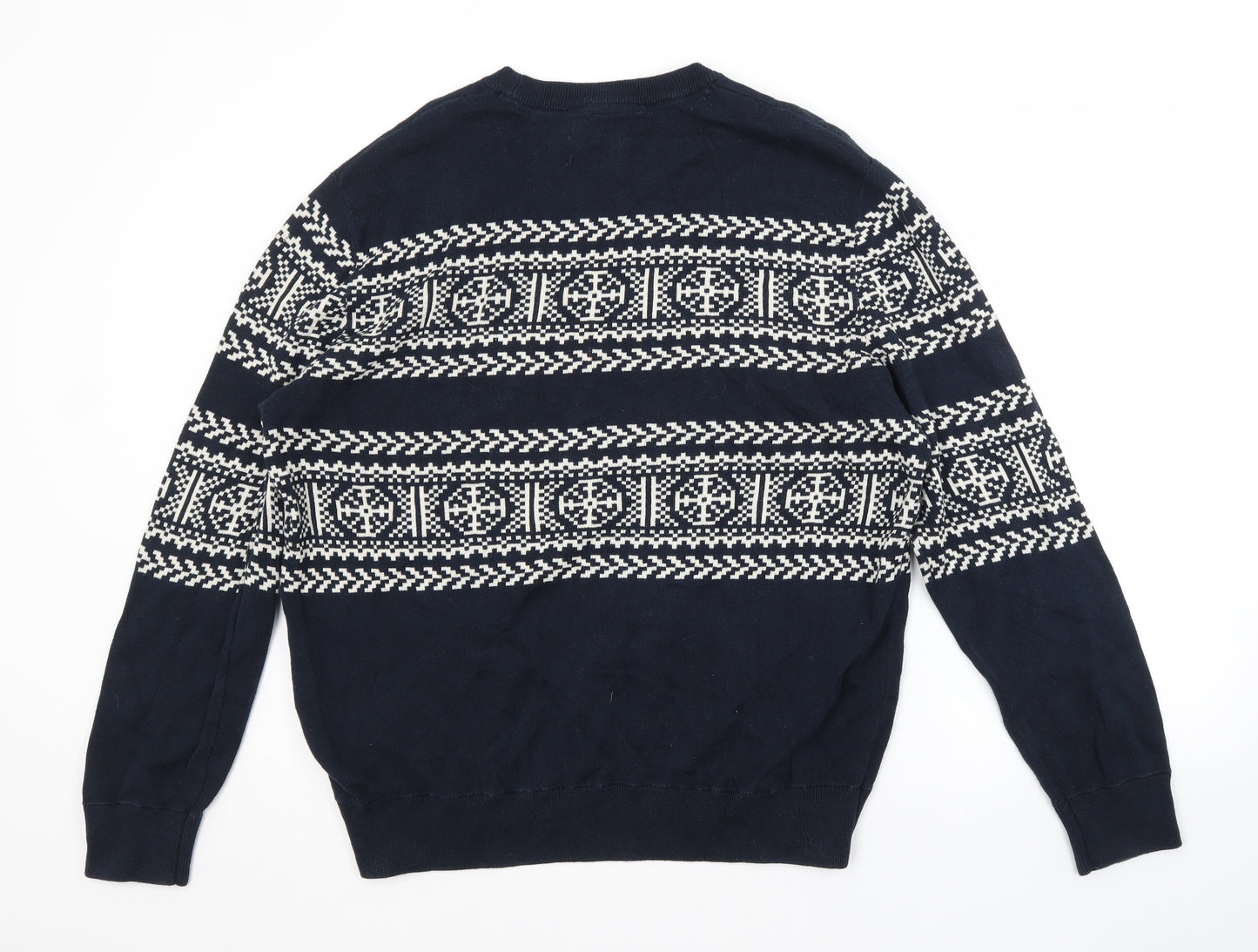 H&M Mens Blue Striped  Pullover Jumper Size L