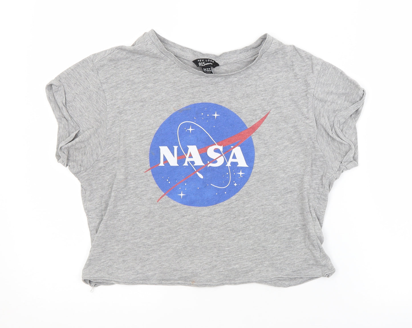 New Look Girls Grey   Cropped T-Shirt Size 12-13 Years  - NASA