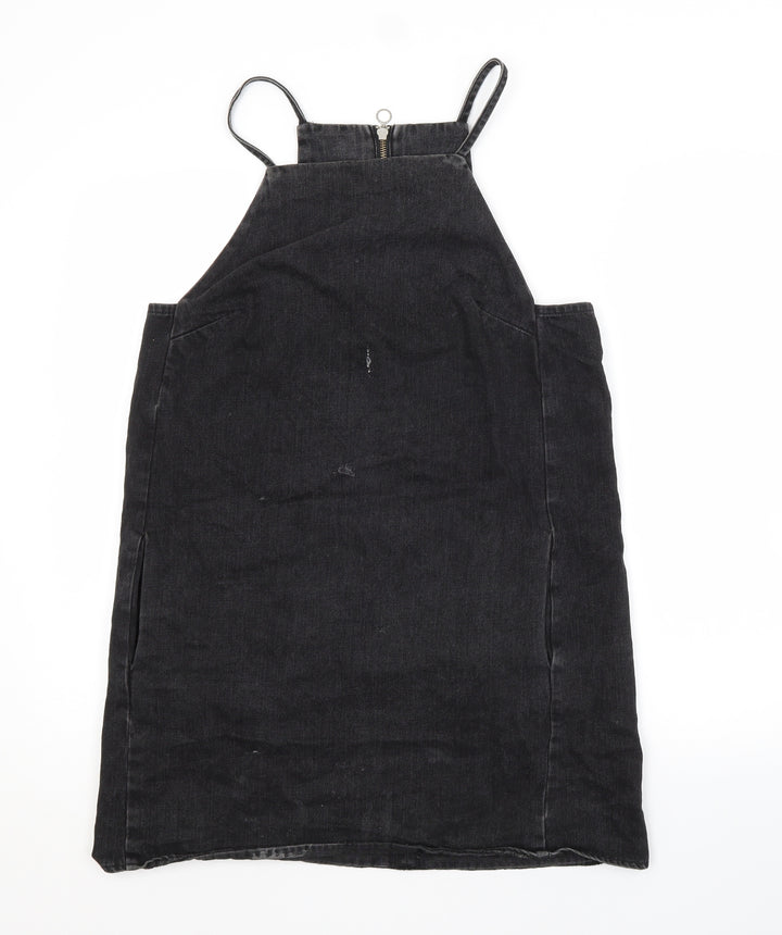 Topshop Womens Grey Herringbone Pinafore/Dungaree Dress Size 12