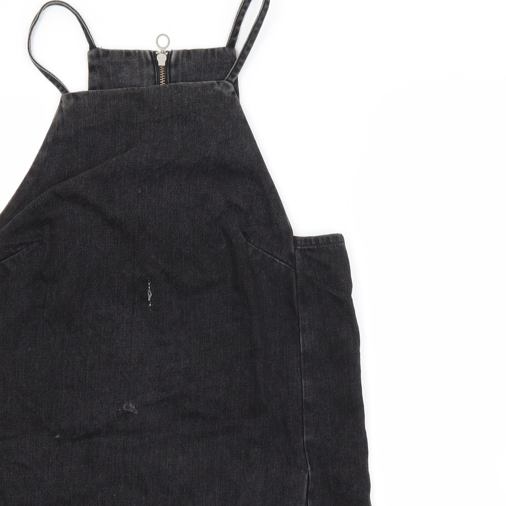 Topshop Womens Grey Herringbone  Pinafore/Dungaree Dress  Size 12
