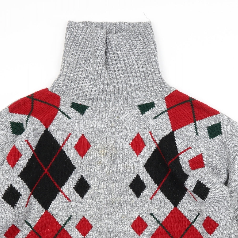 Preworn Mens Grey Animal Print  Pullover Jumper