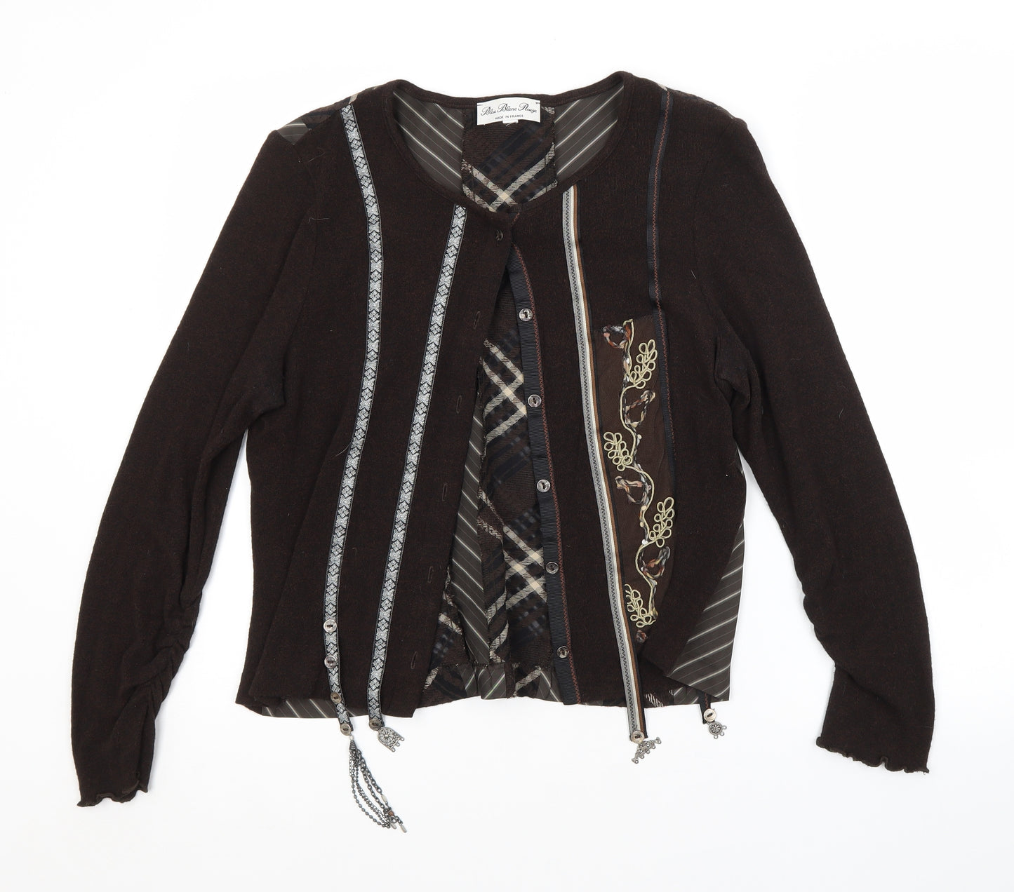 Bleu Blanc Rouge Womens Brown Striped  Cardigan Jumper