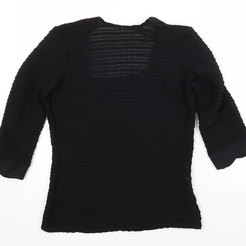 RAYURE Womens Black Striped  Basic Blouse