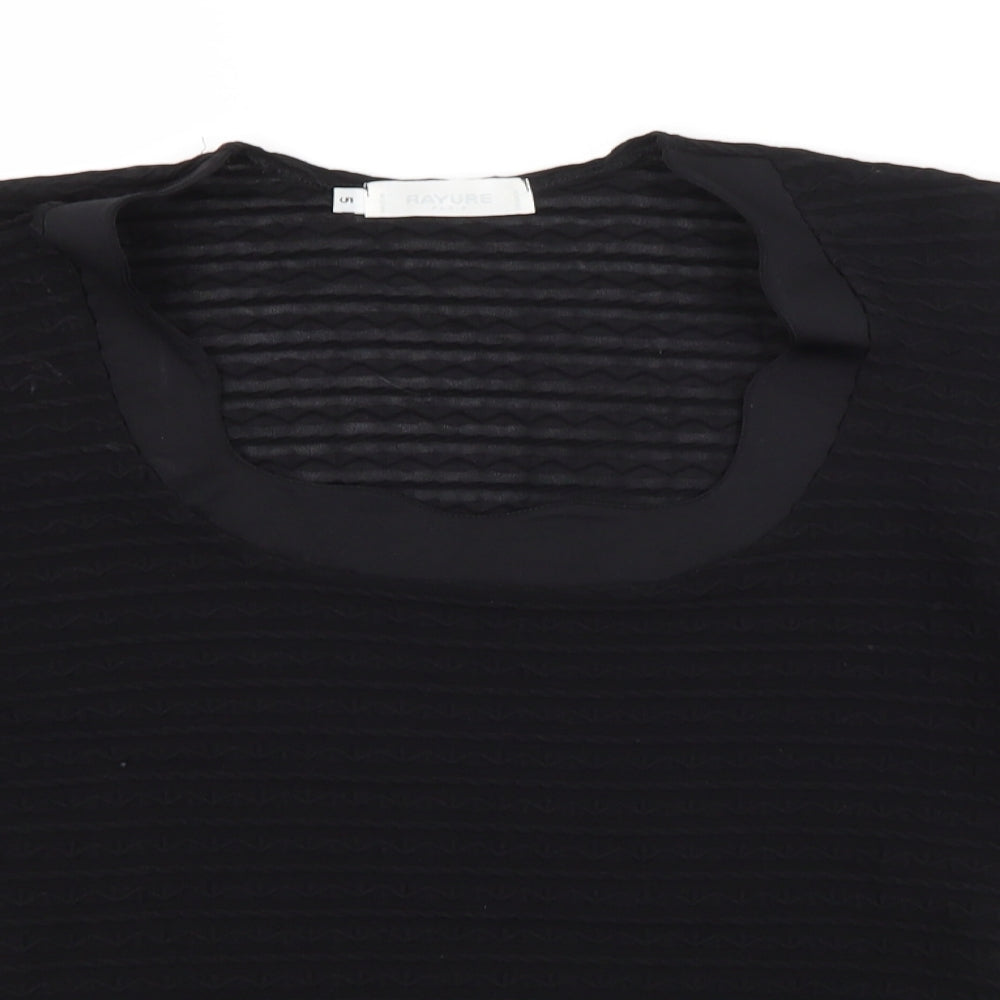 RAYURE Womens Black Striped  Basic Blouse