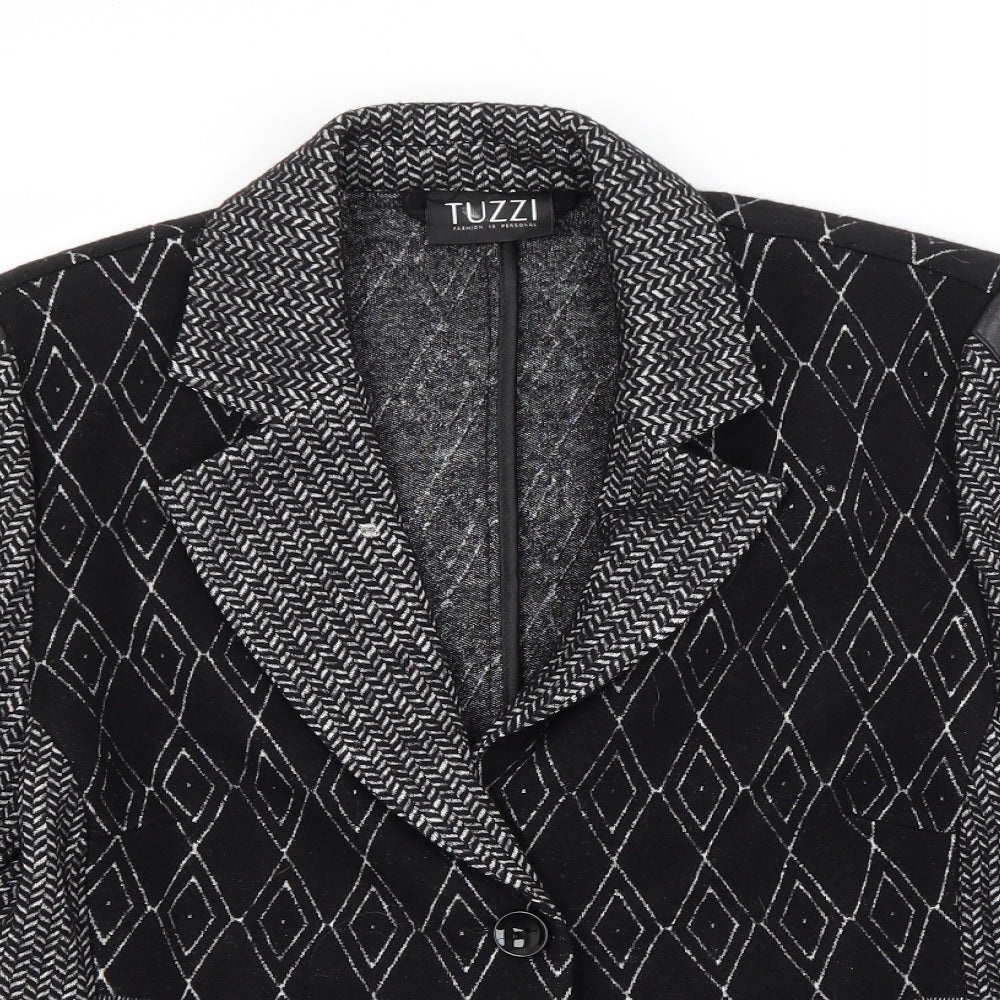 TUZZI Womens Grey Argyle/Diamond  Jacket Blazer Size 14