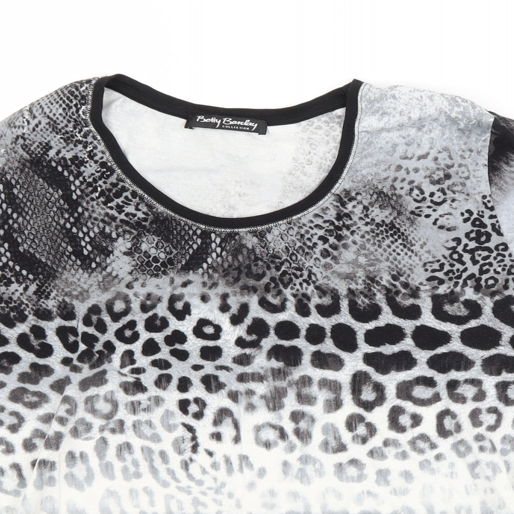 Betty Barclay Womens Grey Animal Print  Basic T-Shirt Size 14