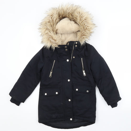 F&F Girls Black   Basic Coat Coat Size 5-6 Years