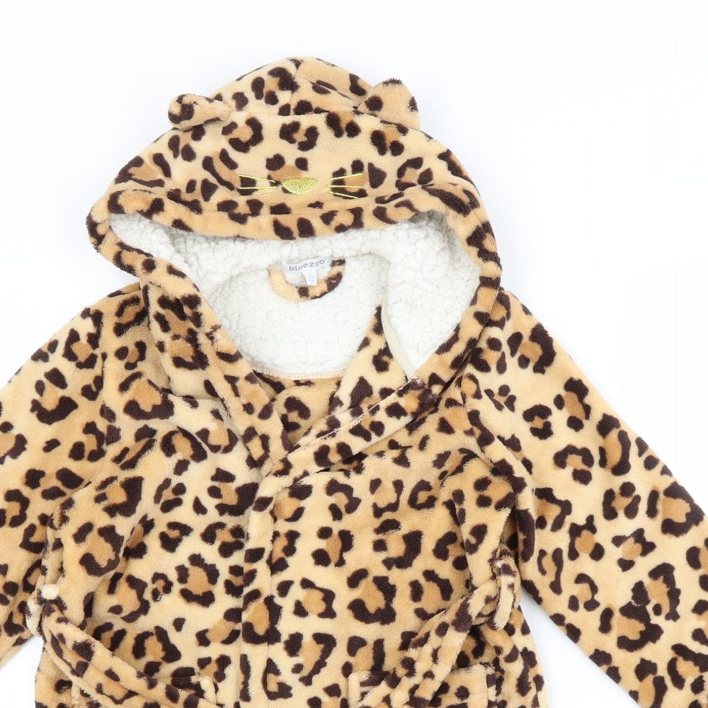 Blue Zoo Girls Brown Animal Print   Robe Size 5-6 Years