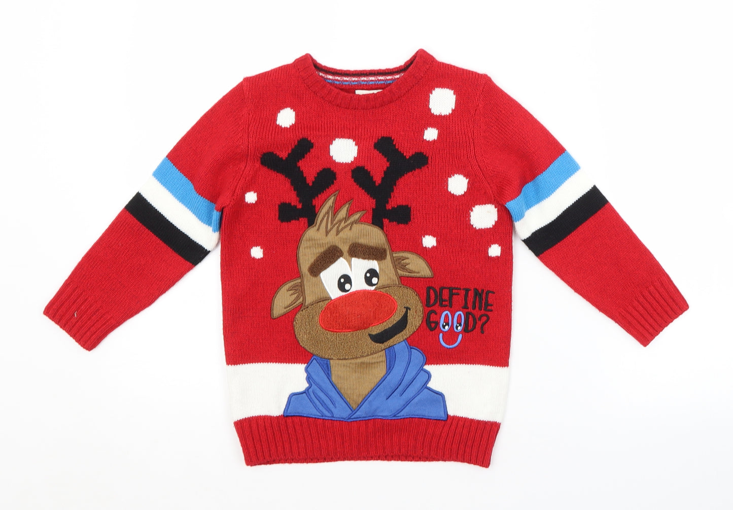 F&F Boys Red   Pullover Jumper Size 4-5 Years  - CHRISTMAS