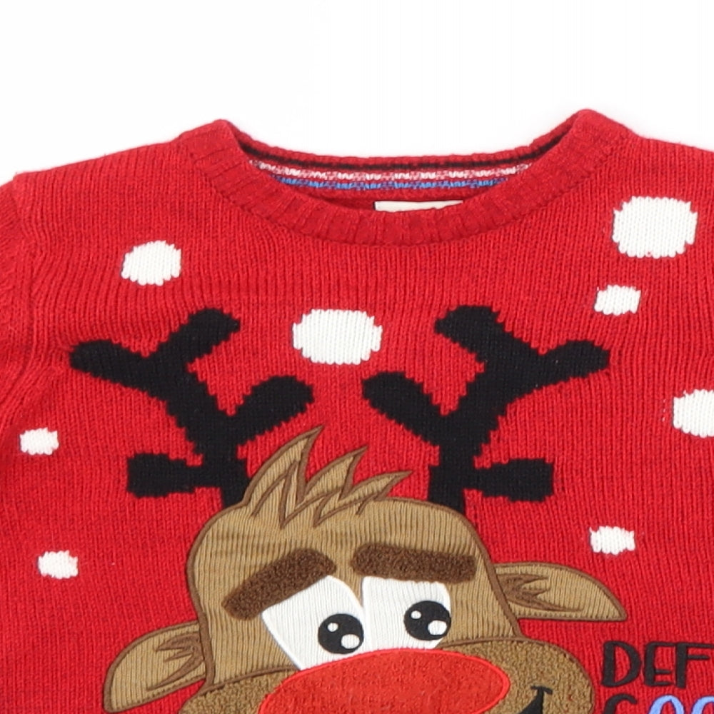 F&F Boys Red   Pullover Jumper Size 4-5 Years  - CHRISTMAS