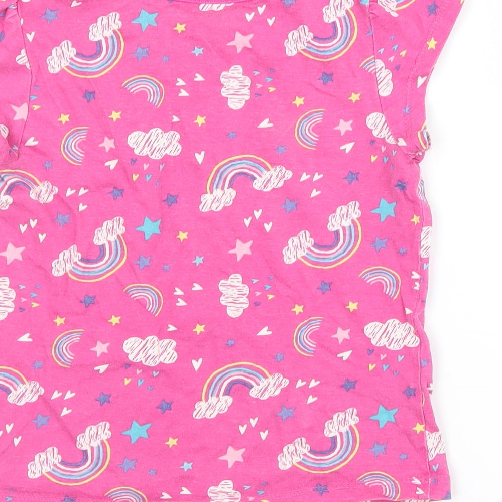 George Girls Purple Spotted  Basic T-Shirt Size 4-5 Years