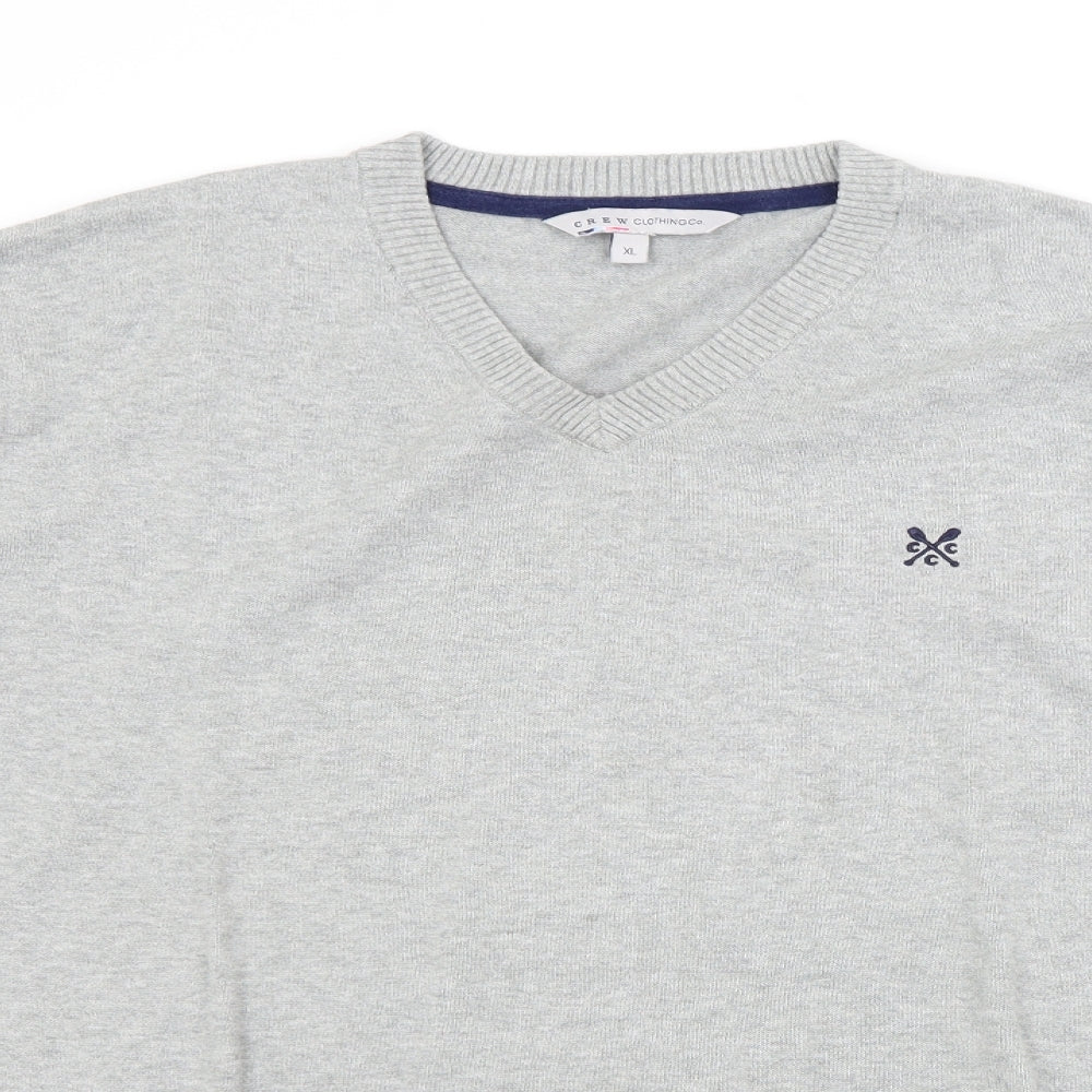 Crew Clothing Mens Grey V-Neck  Cotton Pullover Jumper Size XL