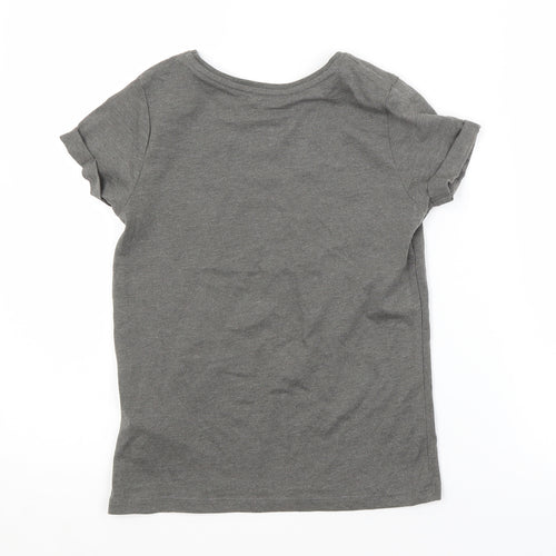 Primark Girls Grey   Basic T-Shirt Size 8-9 Years  - GOOD VIBES