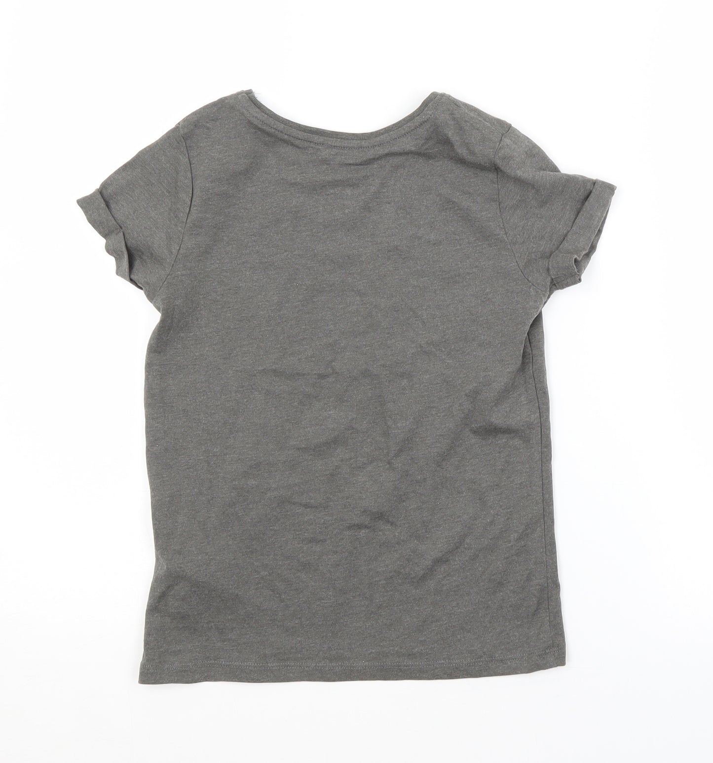 Primark Girls Grey   Basic T-Shirt Size 8-9 Years  - GOOD VIBES