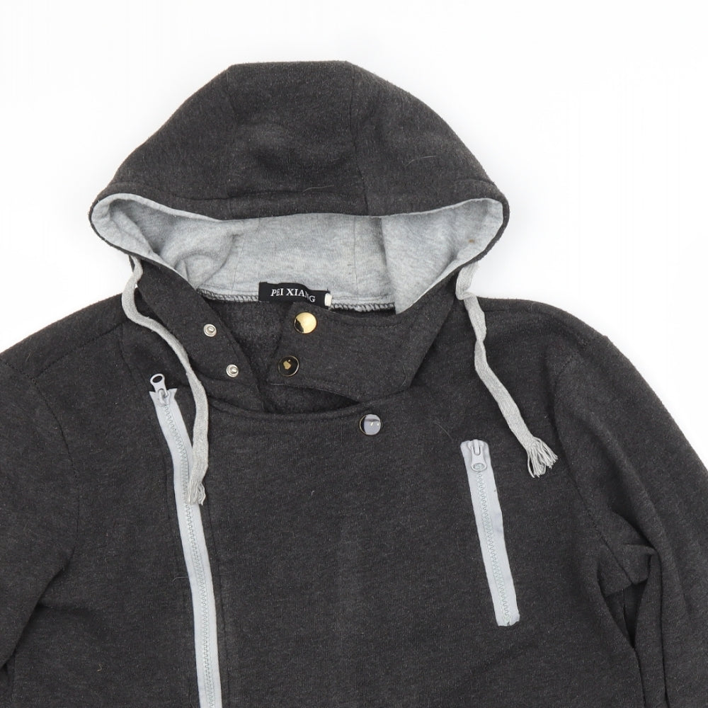 PEI XIANG Mens Grey   Full Zip Hoodie