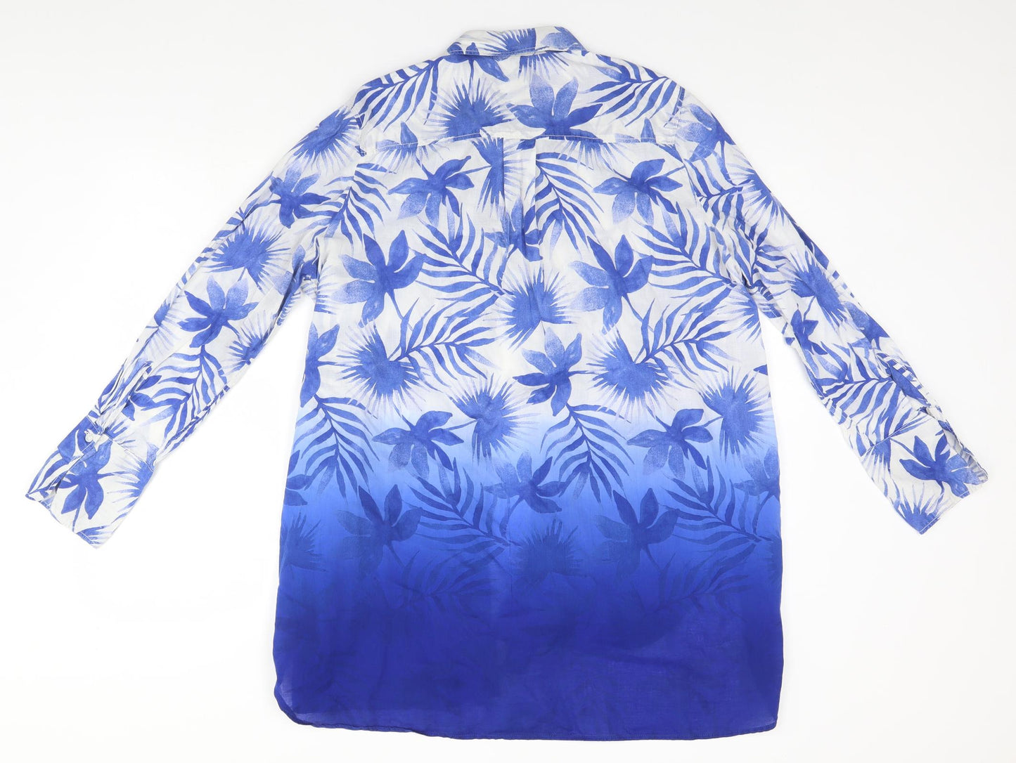 Marks and Spencer Womens Blue Floral  Basic Button-Up Size 16