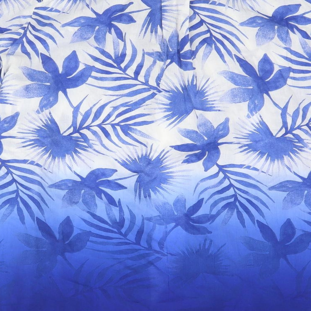 Marks and Spencer Womens Blue Floral  Basic Button-Up Size 16