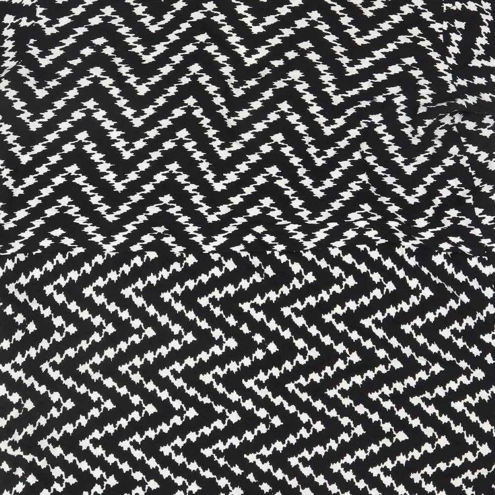 Warehouse Womens Black Geometric  Basic Button-Up Size 14