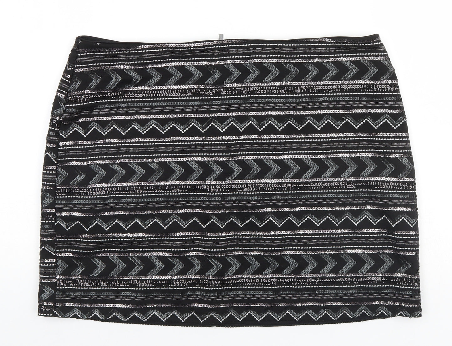 New Look Womens Black Geometric  Straight & Pencil Skirt Size 16