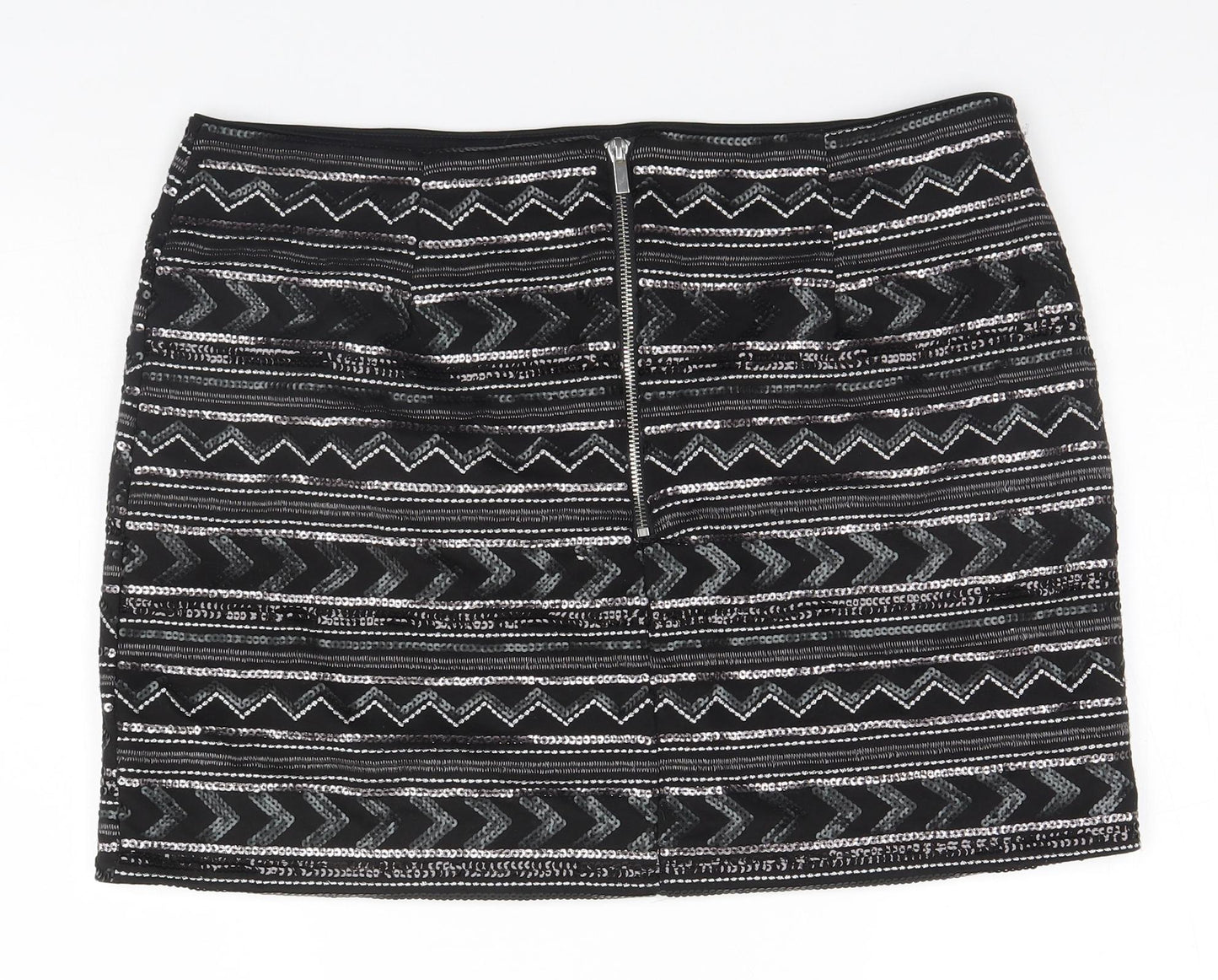 New Look Womens Black Geometric  Straight & Pencil Skirt Size 16