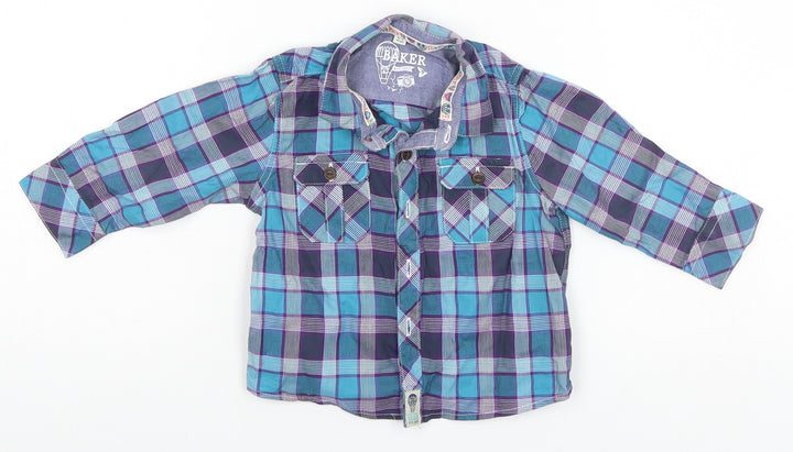 Baker Boys Blue Plaid  Basic Button-Up Size 6-9 Months